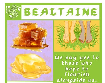 Bealtaine Pagan Altar Karte Wandkunst Beltane Rad des Jahres