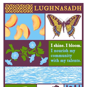Lughnasadh heidens altaarkaart muurkunst Lúnasa wiel van het jaar