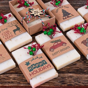 Christmas Scented Soap Favor, Personalized Christmas Gifts, Happy Holiday, New Year, Merry Christmas Favor Coworker, Custom Christmas Favors