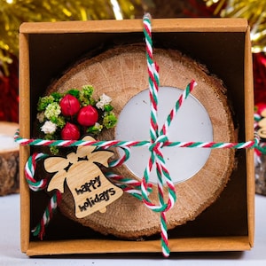 Personalized Christmas Gift Candle, Custom Christmas Table Decor, Merry Christmas Wooden Candle Holder, Noel Christmas Happy Holiday Favors