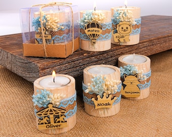 Baby Shower Favors, Wooden Candle Holder, Tealight Holder, Baptism, 1st Birthday Favors in Bulk, Baby Sprinkle Favors, Custom Candle Favors