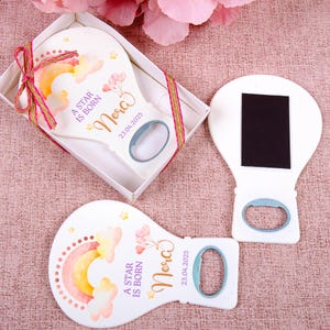 Personalized Baby Shower Bottle Opener Magnet Favor, Baptism Favor for Guest, Baby Girl Gift Guest, 1st Communion Favor, Unique Magnet Favor