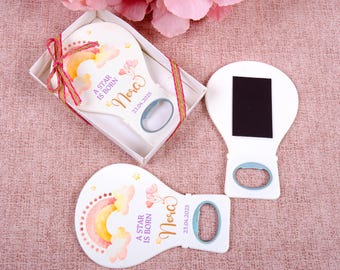 Personalized Baby Shower Bottle Opener Magnet Favor, Baptism Favor for Guest, Baby Girl Gift Guest, 1st Communion Favor, Unique Magnet Favor