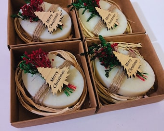 Handmade Christmas Scent Soap Favors, Personalized Christmas Gifts, Custom Christmas Favors, Christmas Table, New Year Merry Christmas Favor