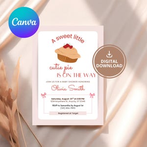 Cutie Pie Baby Shower Invitation: Fall Theme Canva Template (Digital Download