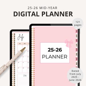 2025-2026 Digital Planner for iPad | Mid Year Weekly Calendar | Minimalist Goodnotes Planner | Digital Weekly Planner PDF