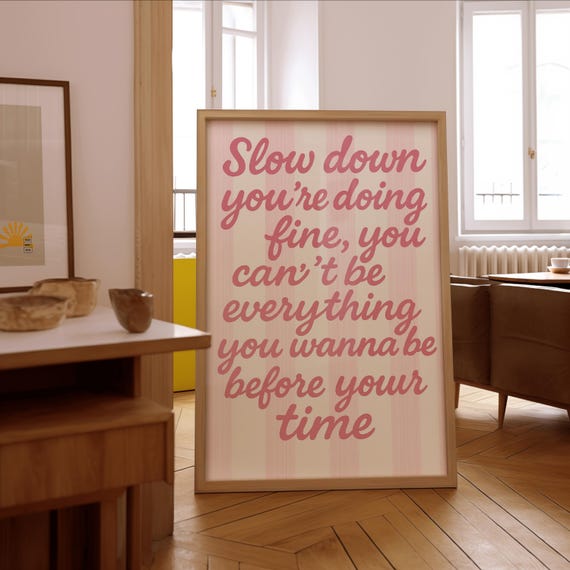 Billy Joel Vienna Lyrics Print: Light Pink Wall Art (Digital Download)