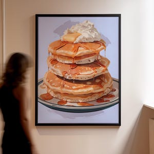 Pancakes Print Kitchen Wall Art Food Decor, Dining Room Wall Decor, Artwork Diner Restaurant Artwork | Altered Art illusrated art