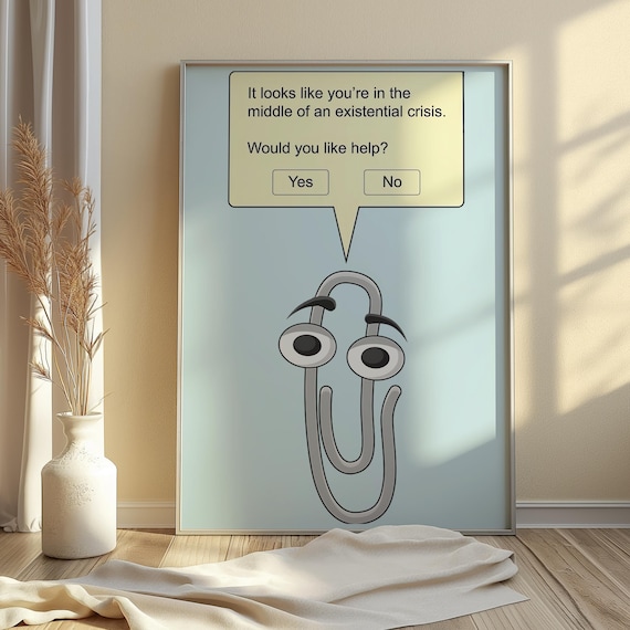 Funny Clippy Existential Crisis Print: Therapy Office Decor (Digital Download)