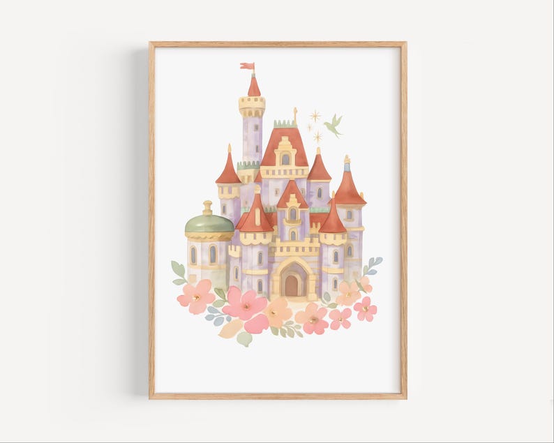 Princess Castle Nursery Art Prints, Vintage Watercolor Set of 3 ...