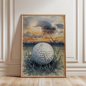 Vintage Golf Ball Watercolor Print: Golfer Gift, Nursery Decor (Digital Download)