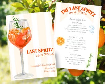 Last Spritz en tant que Miss ! Itinéraire du week-end EVJF / EVJF - téléchargez-le et modifiez-le maintenant !