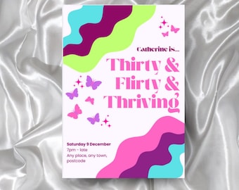 Trente, dragueur et épanouissement - Faire-part 30e anniversaire modifiable | Modèle de toile | Téléchargement instantané