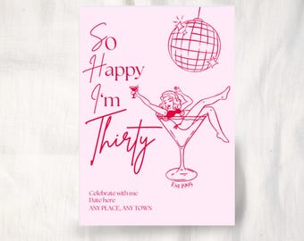 So Happy I'm Thirty - téléchargement numérique - téléchargez et modifiez instantanément ! Invitation 30e anniversaire