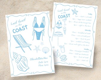 Dernier toast sur la côte - Itinéraire du week-end EVJF / EVJF - téléchargez et modifiez instantanément !