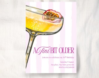 Faire-part d'anniversaire Martini fruit de la passion : téléchargement numérique modifiable