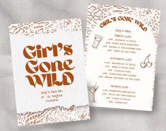 Itinéraire du week-end Girl's Gone Wild Hen / EVJF - téléchargez et modifiez instantanément !