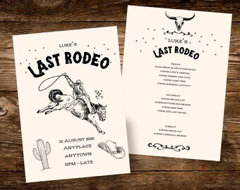 Itinéraire du dernier rodéo gay Stag Party : thème western modifiable (modèle PDF ou Canva)
