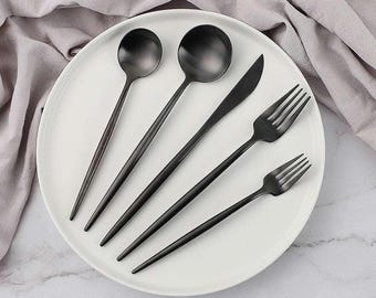 Nori 20-piece Flatware Set, Stainless Steel, Service for 4, Matte Black