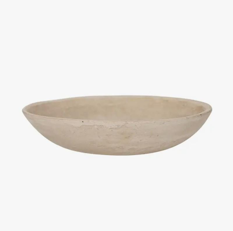 Fluted Paper Mache Bowl, Ivory