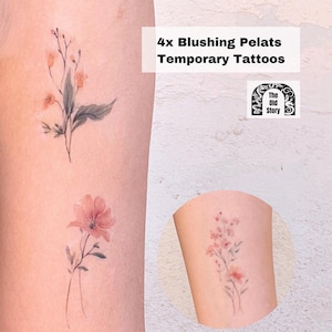 Delicate Wildflower Temporary Tattoo Soft Pastel Floral Tattoo Sticker Nature-Inspired Body Ink Elegant for Festival, Party, Gift & Wedding