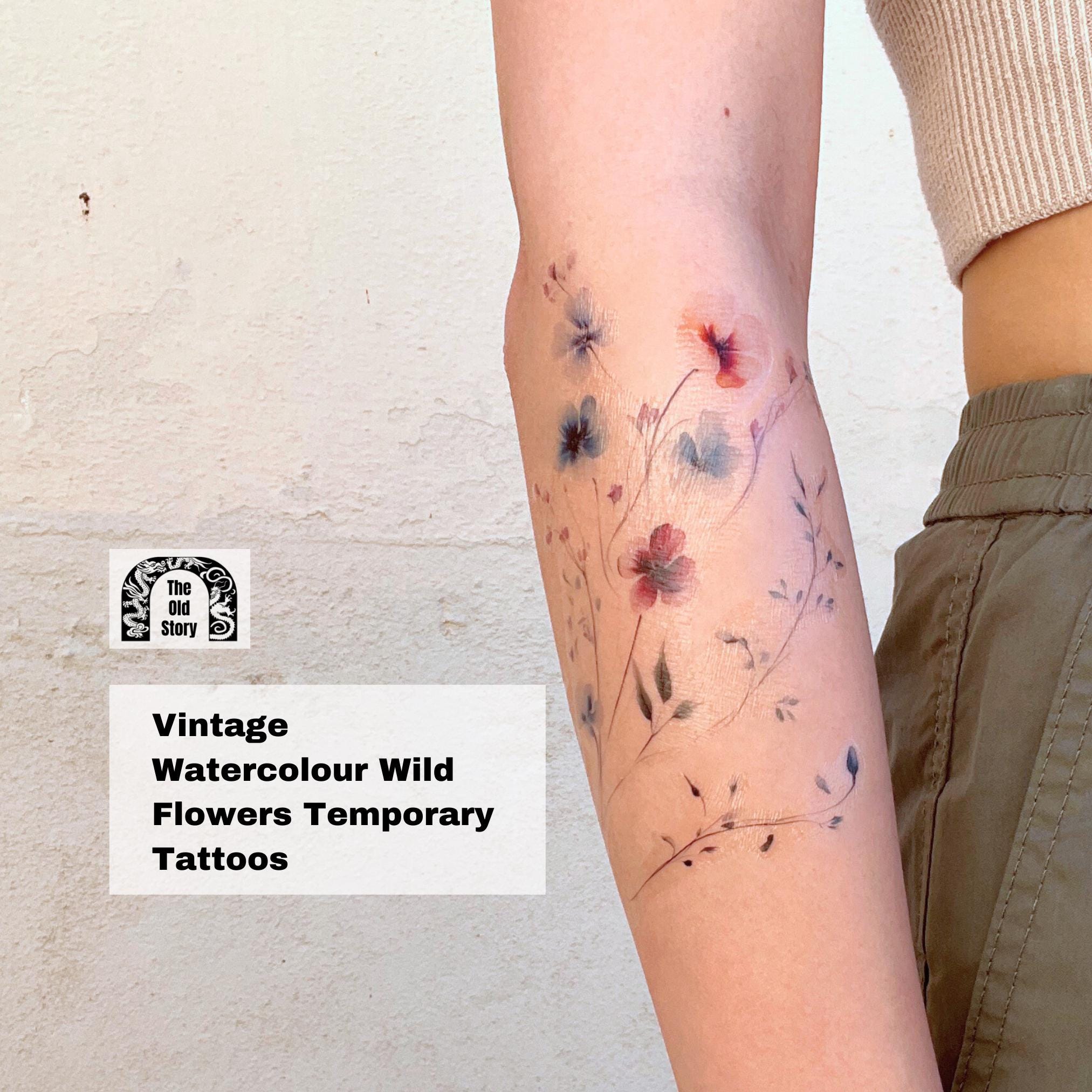Vintage floral temporary tattoo - Etsy België, image size:2025x2025