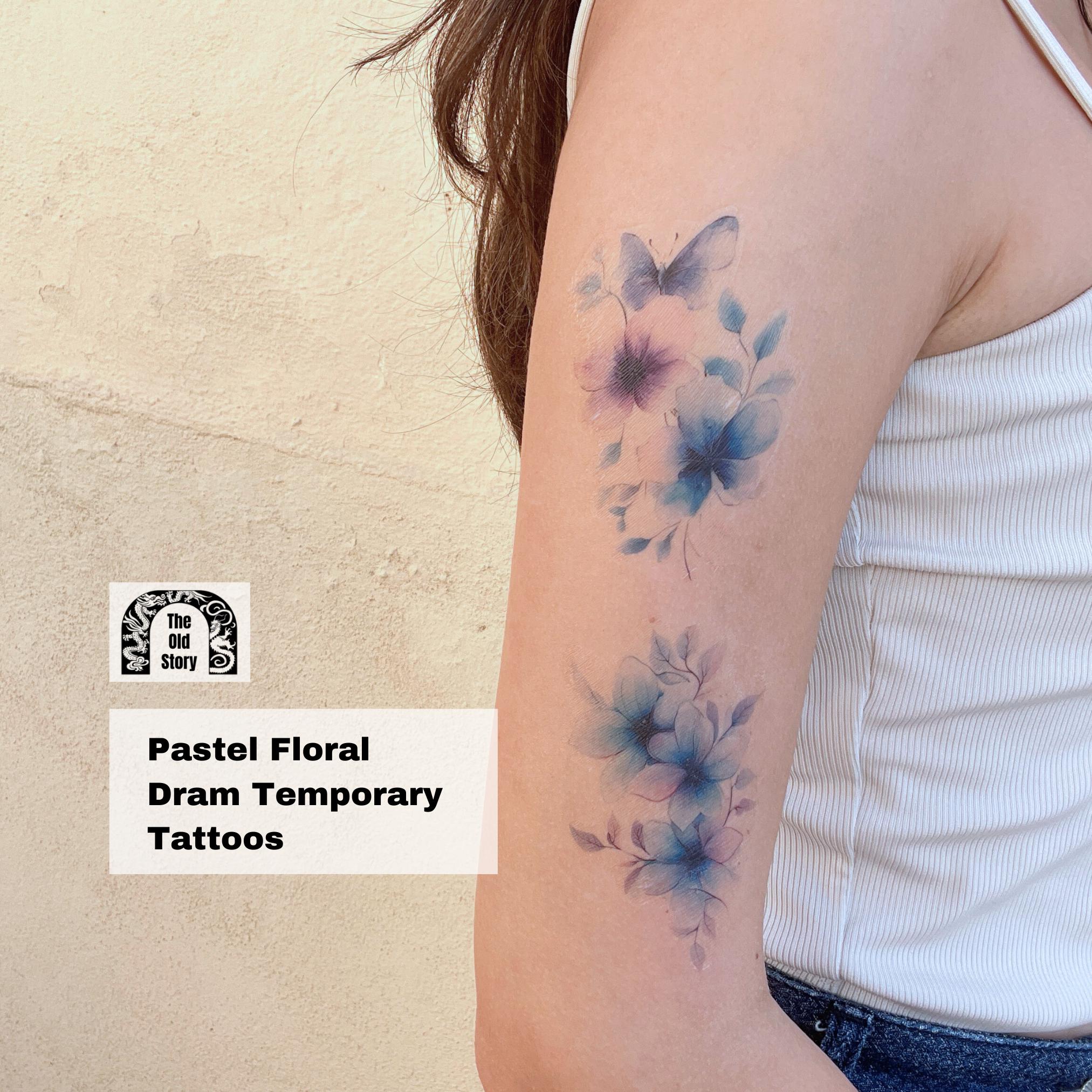 Tatuaje de flor azul - Etsy México, image size:2025x2025