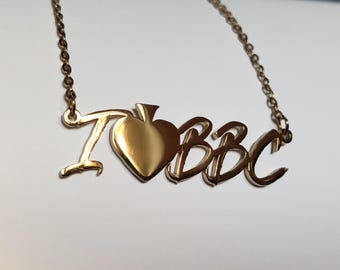 I Love BBC Necklace - Symbolic Jewelry for Queen of Spades (QOS), Hotwife, BBC Lover, Snowbunny, Wife Gift, Cuckold, Swingers, Bull, bnwo