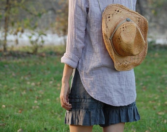 Washed Linen Bloomer Shorts | Ruffled Pocket, Prairie Boho Style