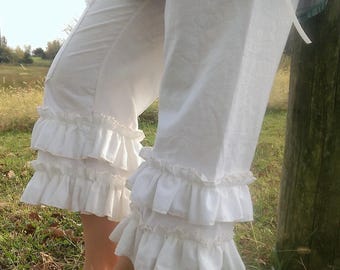 Volangmönstrade Romantiska Linnemamelukers | Boho Präriestil, Plus Size, Tvättat Linne
