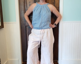 Linen Bloomers | Prairie Style | Gypsy Fashion | Boho Pants | Simplicity Bloomer | Ruffled Linen Pants | Plus Size | The Wild Raspberry