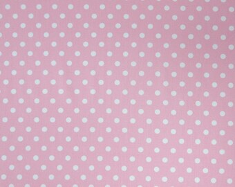 Pale Pink Polka Dot Fabric, Pink and White Cotton Fabric, Dot Fabric for patchwork and crafts