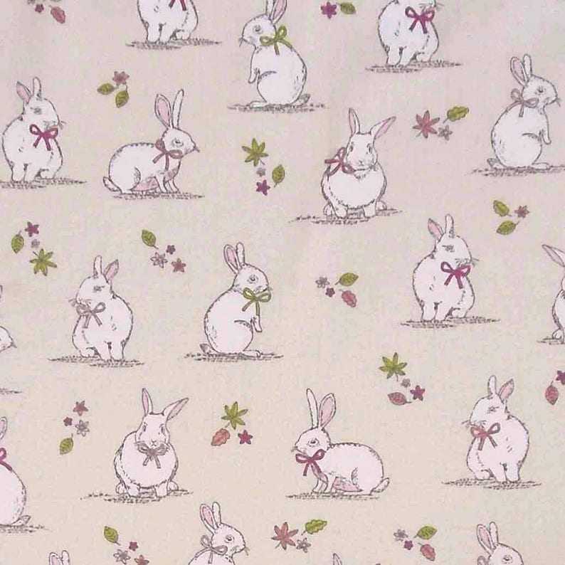 Cream Woodland Rabbits Cotton Fabric Kid/'s Easter Bunny Rabbit Fabric Easter Rabbit Cotton Fabric