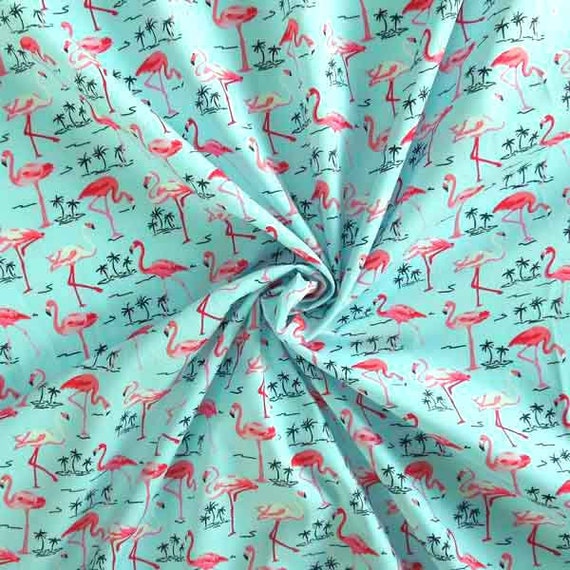 PRETTY ROSE AND HUBBLE PINK FLAMINGO PRINT FABRIC 100/% COTTON HALF METRES
