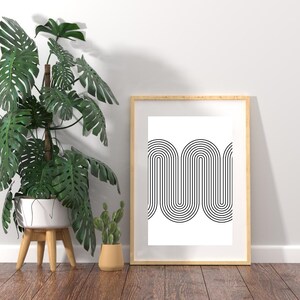 Abstract Line Art Digital Print | Minimalist Black White Wall Art | Modern Geometric Home Decor | Contemporary Artwork | Scandinavian Design