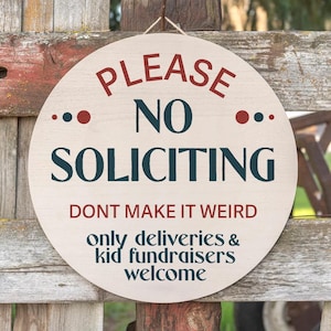 Funny No Soliciting Sign: Baltic Birch Wood Porch Decor