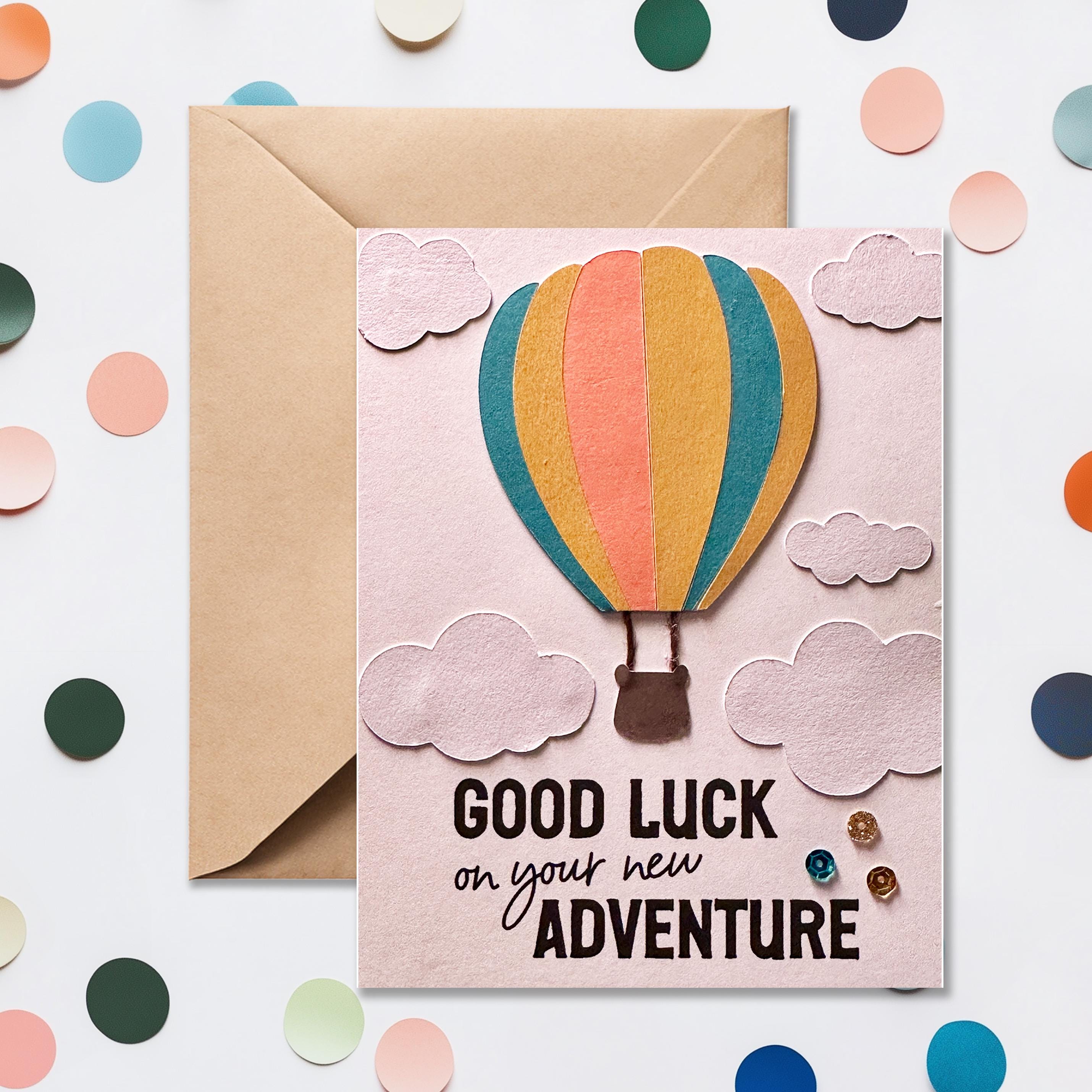 Good Luck Hot Air Balloon Card: New Job, Graduation, Retirement - Etsy