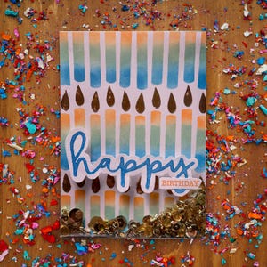 Handmade Happy Birthday Shaker Card | Festive & Colorful Celebration Greeting Card | Birthday Candles Interactive Card | Boy Girl Gift