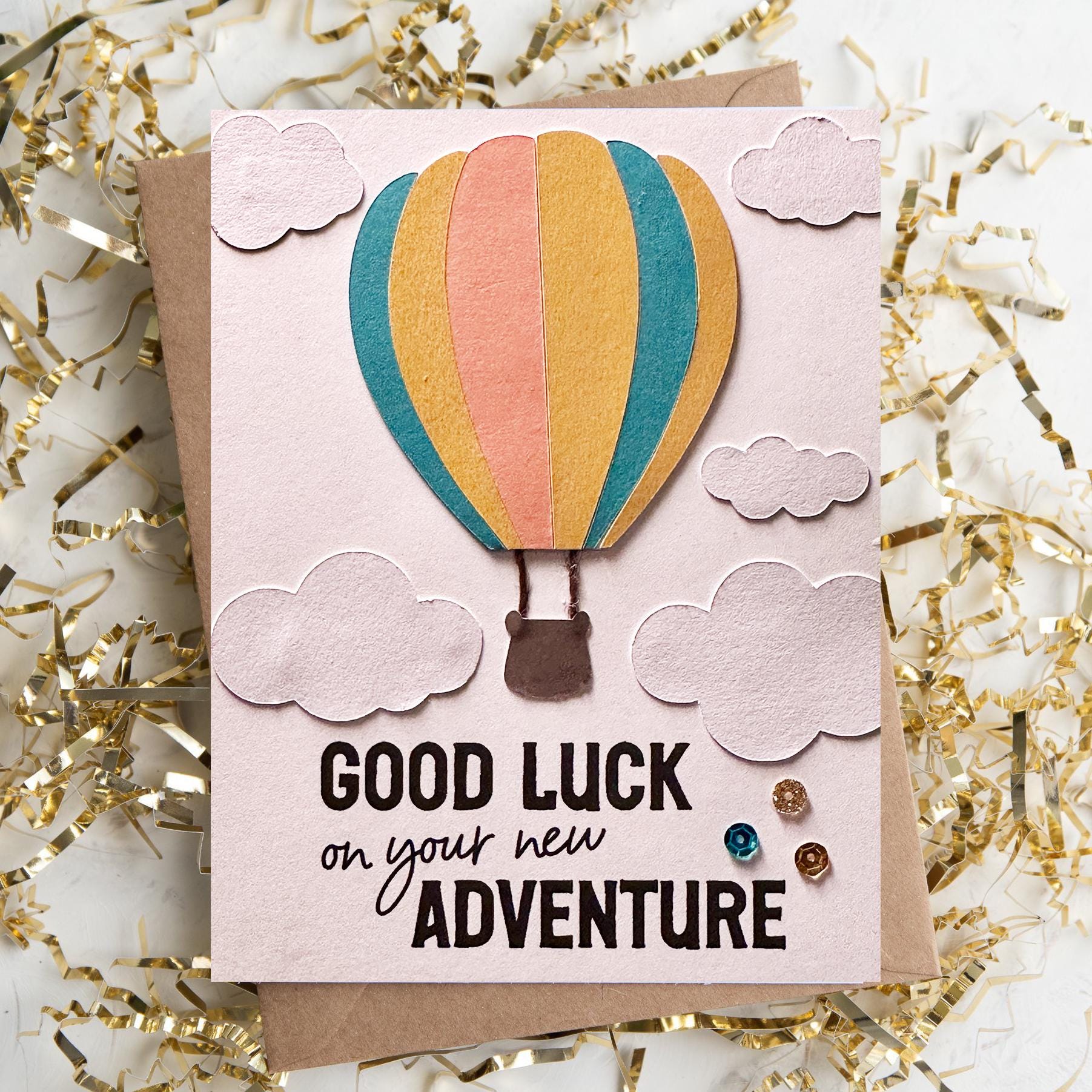 Biglietto D'Augori A5 "Good Luck On Your New Journey" – Per Nuovo Lavoro, Partenza, Viaggio, Trasloco, Maternità – Con Busta Blu