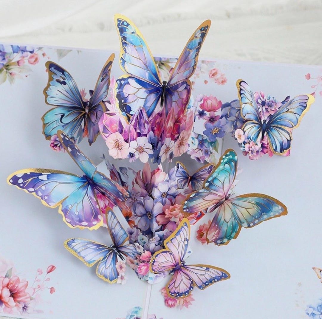 3D Butterfly Pop up Greeting Card | Flowers Pop-up Paper Art | Spring ...