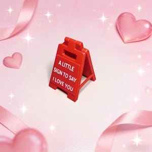 Mini-bordje 'I Love You', grappig nieuwtje, klein bureaudecor, leuke romantische aandenken, cadeau stel, 3D-geprint miniatuur klein ornament