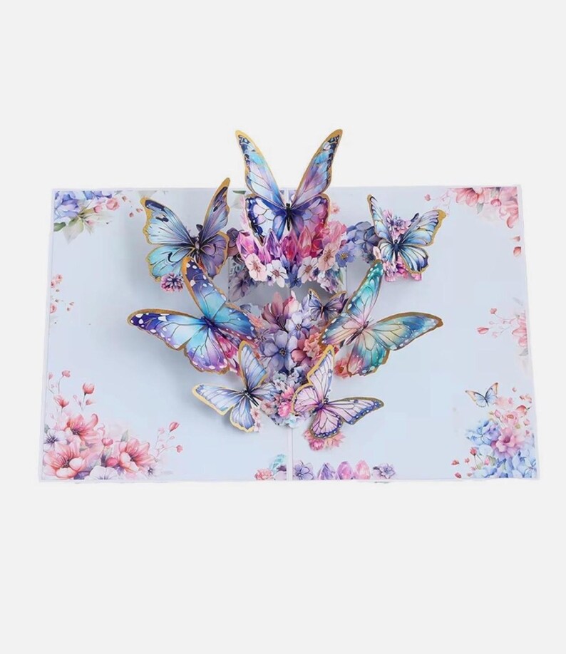 3D Butterfly Pop up Greeting Card | Flowers Pop-up Paper Art | Spring ...