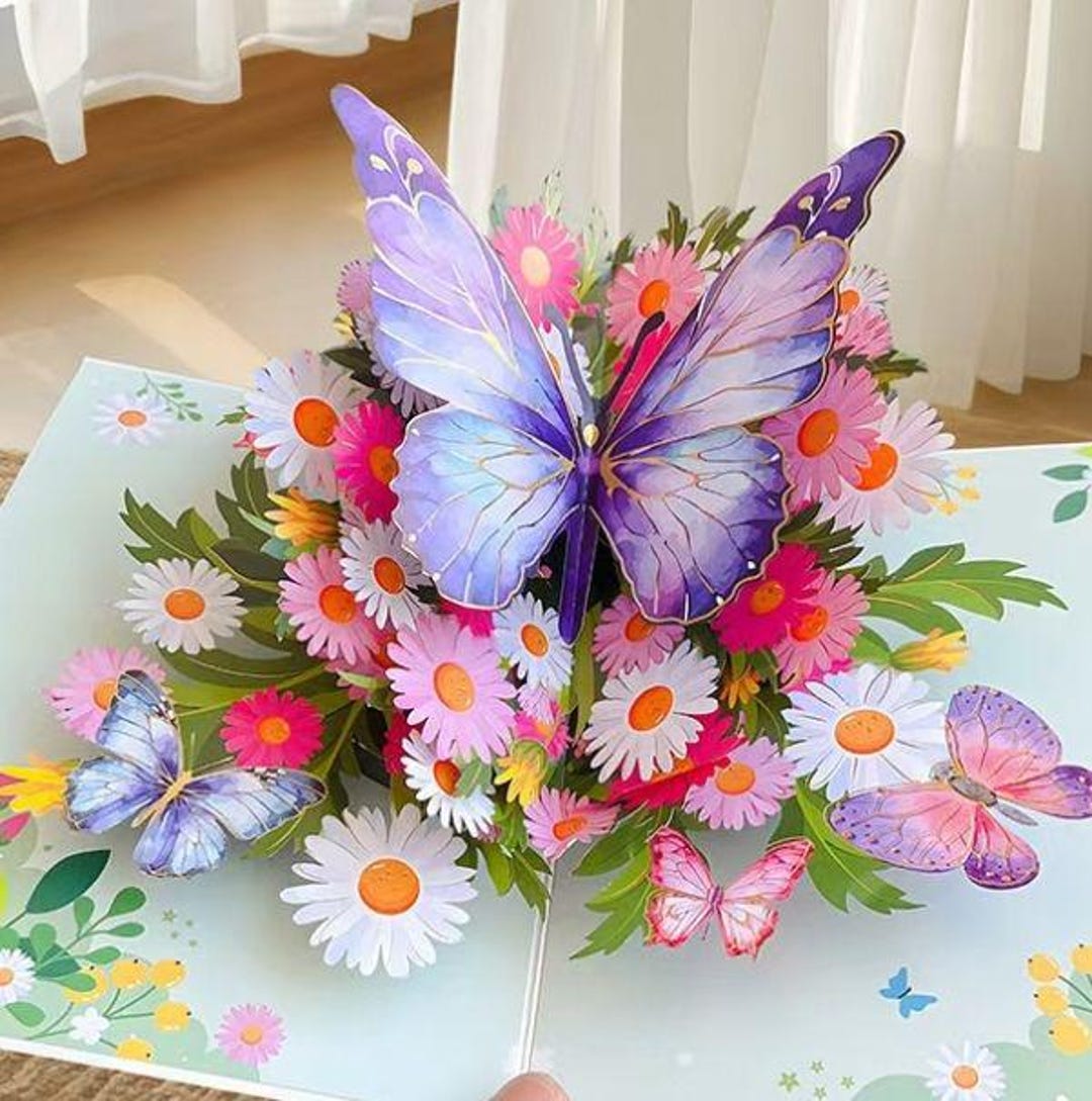 3D Butterfly Pop up Greeting Card | Floral Pop-up Paper Art | Spring ...
