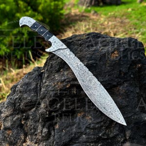 Handmade Damascus Kukri Knife | Forged Machete Blade | Bushcraft Knife | Survival Knife | Hunting Knife | Camping Gear | Gift for Him