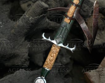 Handmade Jian Crow Savage Beard Sword – Viking Sword, Large Heron-Marked Blade, Barbarian-Inspired Design, Perfect New Year Gift Idea