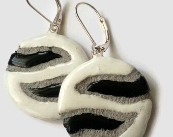 Zebra Striped Earrings - REVERSIBLE Earrings - Metallic Stripes