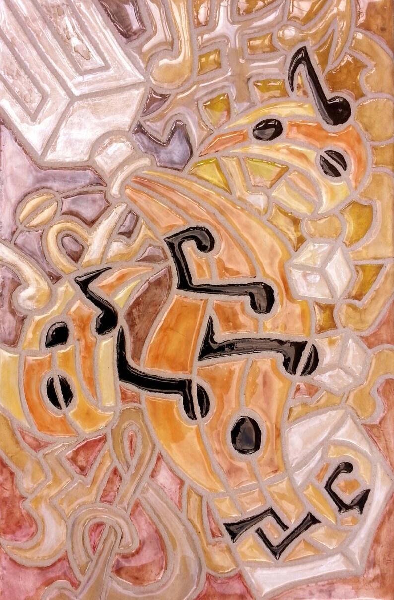 Wall Art Music Wine Mosaic Tile Wall Decor Rustic Etsy