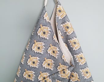 Reversible Origami Tote Bag: Boho Slouchy Design, Cotton Fabric