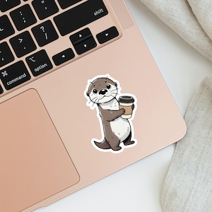 Otter-Sticker mit Kaffeebecher – Handgemachte Vinyl-Aufkleber in 3 vielseitigen Sets!