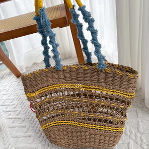 Handwoven Straw Beach Tote: Large French Market Bag